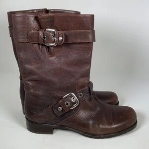 STUART WEITZMAN LOTROOPS T Moro Brown Designer Mid Calf Round Toe Boot 6.5